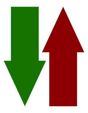 Yeşil kırmızı yukarı aşağı ok simgesi