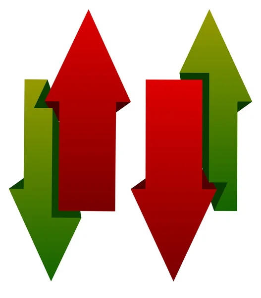 Verde vermelho para baixo setas ícones — Vetor de Stock