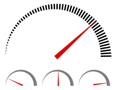 Speedometer, gauges set with red needle  clipart