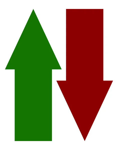 Vert rouge haut vers le bas flèche icône — Image vectorielle