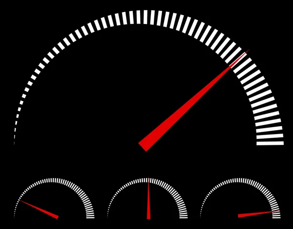 Speedometer, gauges set with red needle — Stock Vector