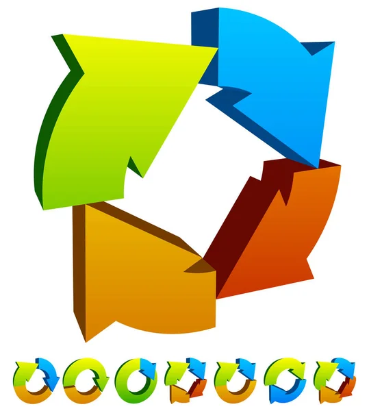 Set van 7 kleurrijke circulaire pictogram — Stockvector