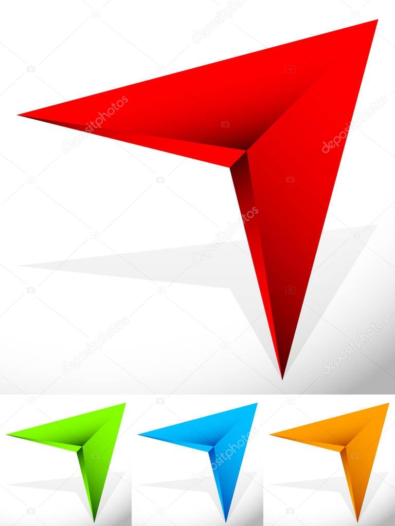 Sharp edgy 3d arrow icons in more color with bevel effect