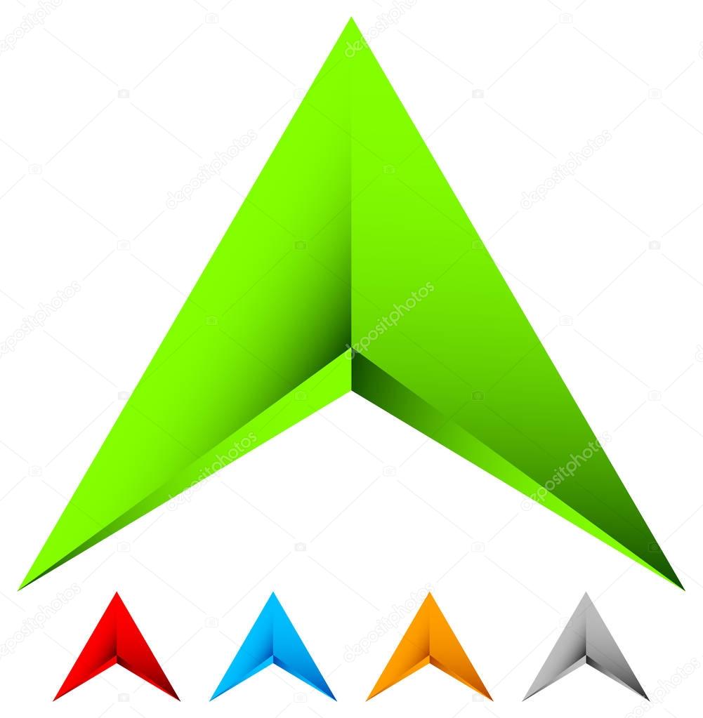 Sharp edgy 3d arrow icons in more color with bevel effect
