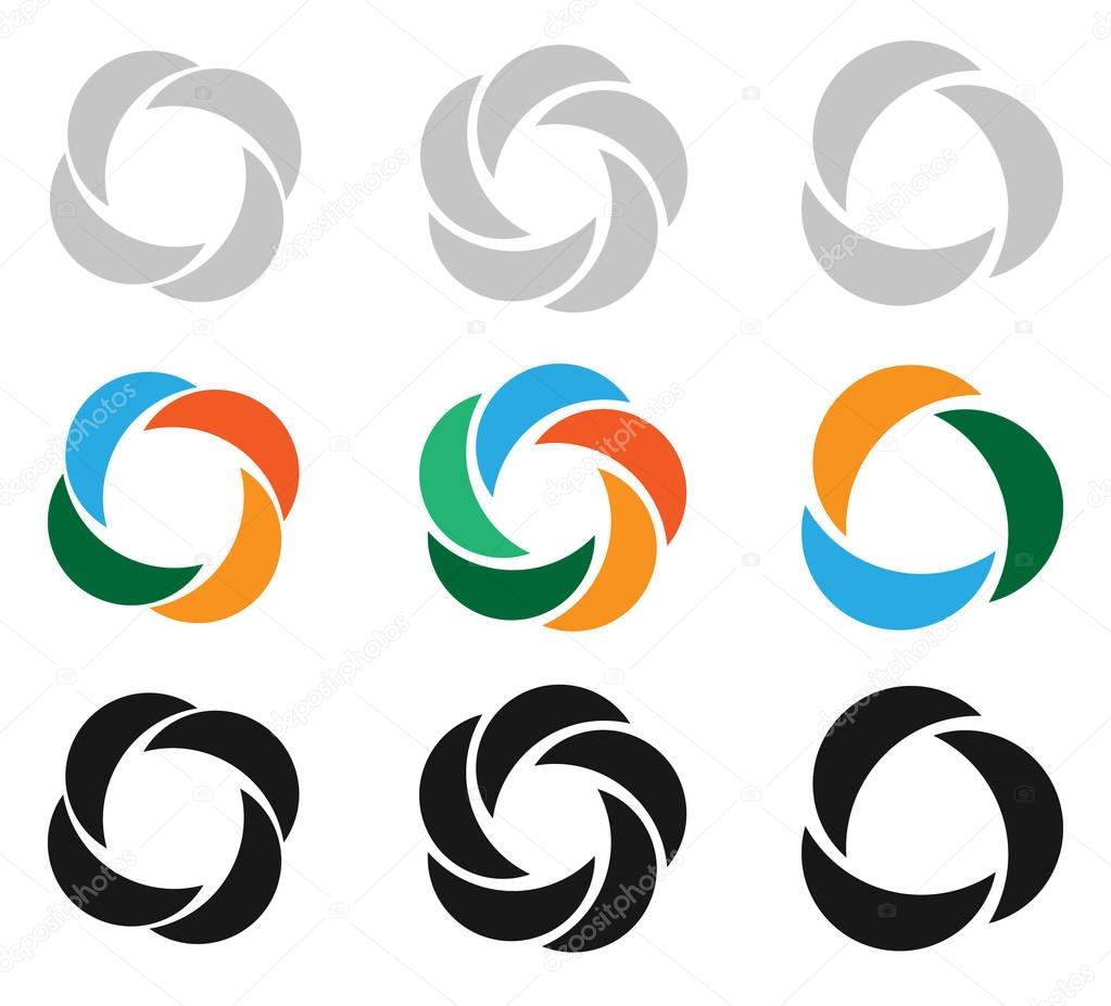 Modern flat circular icons in 3 version - Segmented circle icons