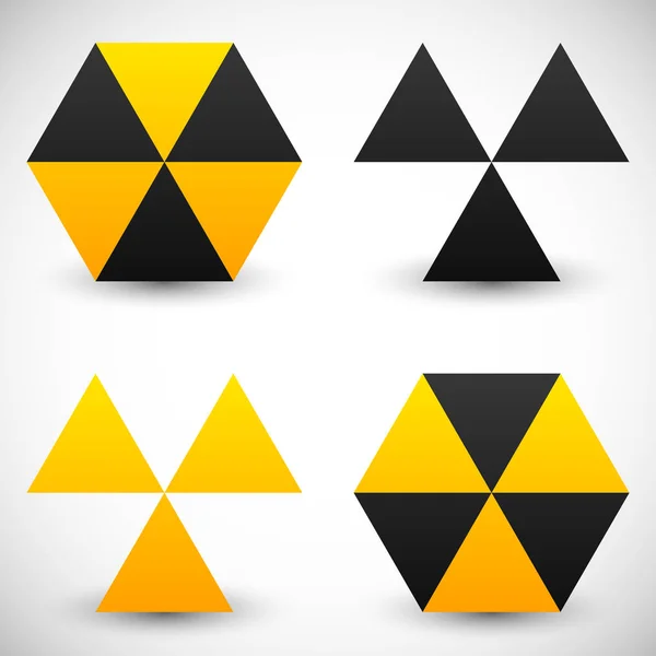 Conjunto de ícones de sinal de radiação geométrica . — Vetor de Stock