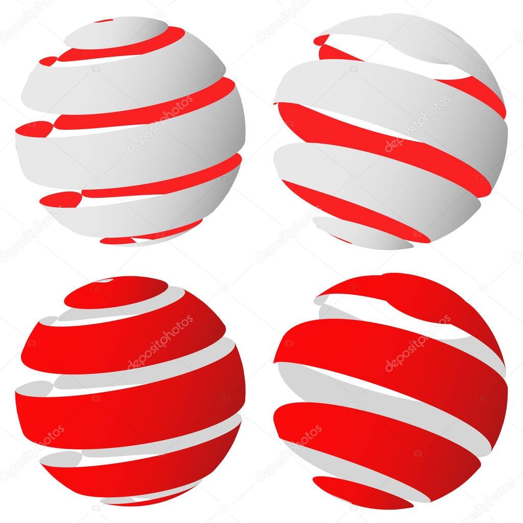 3d abstract striped sphere 