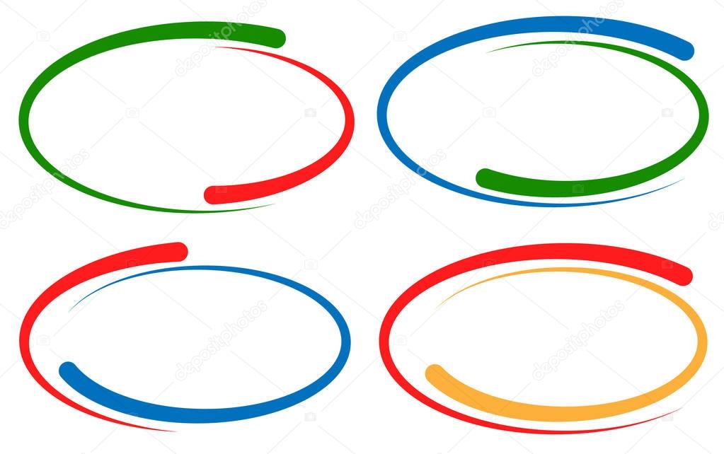 Colorful circular frames / banner elements. Set of 4 version.