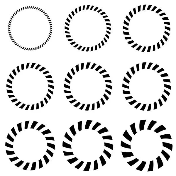 Geometric circle elements in 9 thickness. — Stock Vector