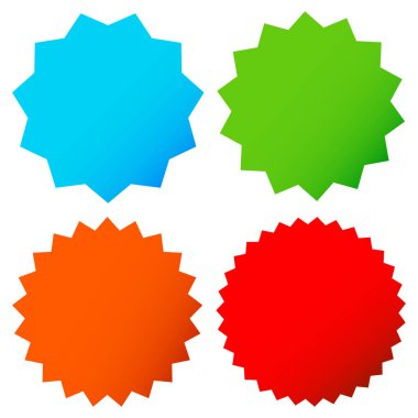 Different starburst shapes in 4 colors set vector Different starburst shapes in 4 colors set vector
