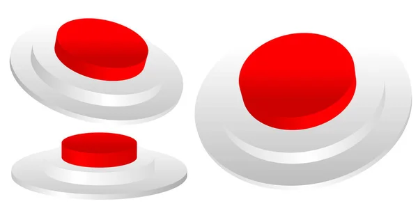 Set di pulsanti di arresto 3D rossi — Vettoriale Stock