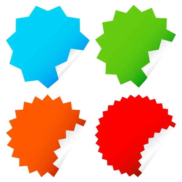Diverse forme starburst in 4 colori impostati — Vettoriale Stock