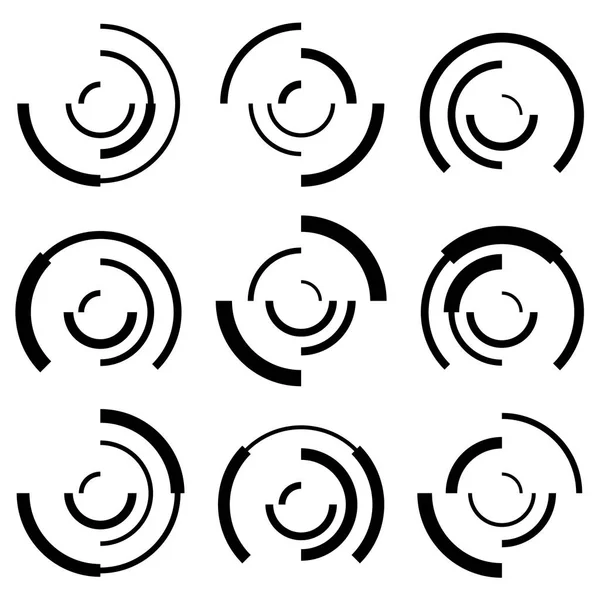 Концентрические круги со случайными прямыми — стоковый вектор