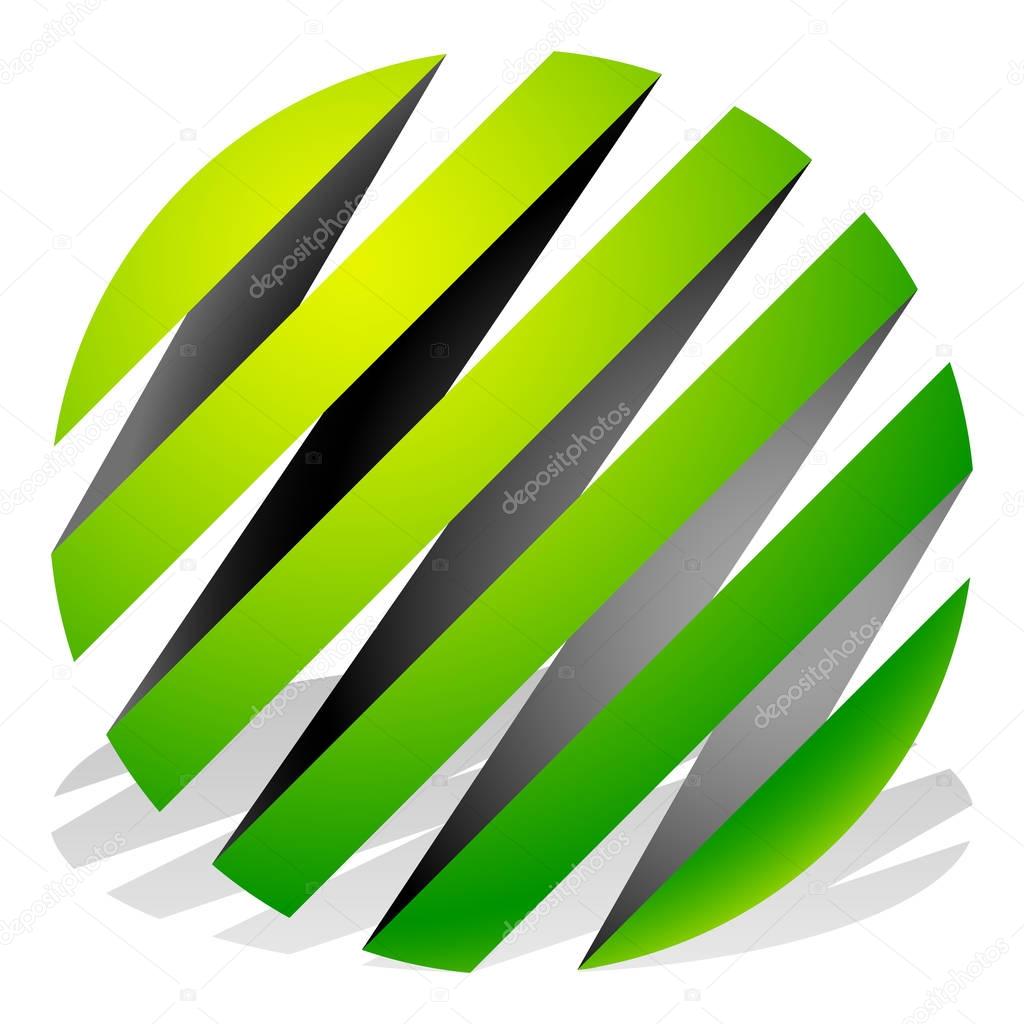Icon of striped 3d spheres, abstract logos. vector illustration