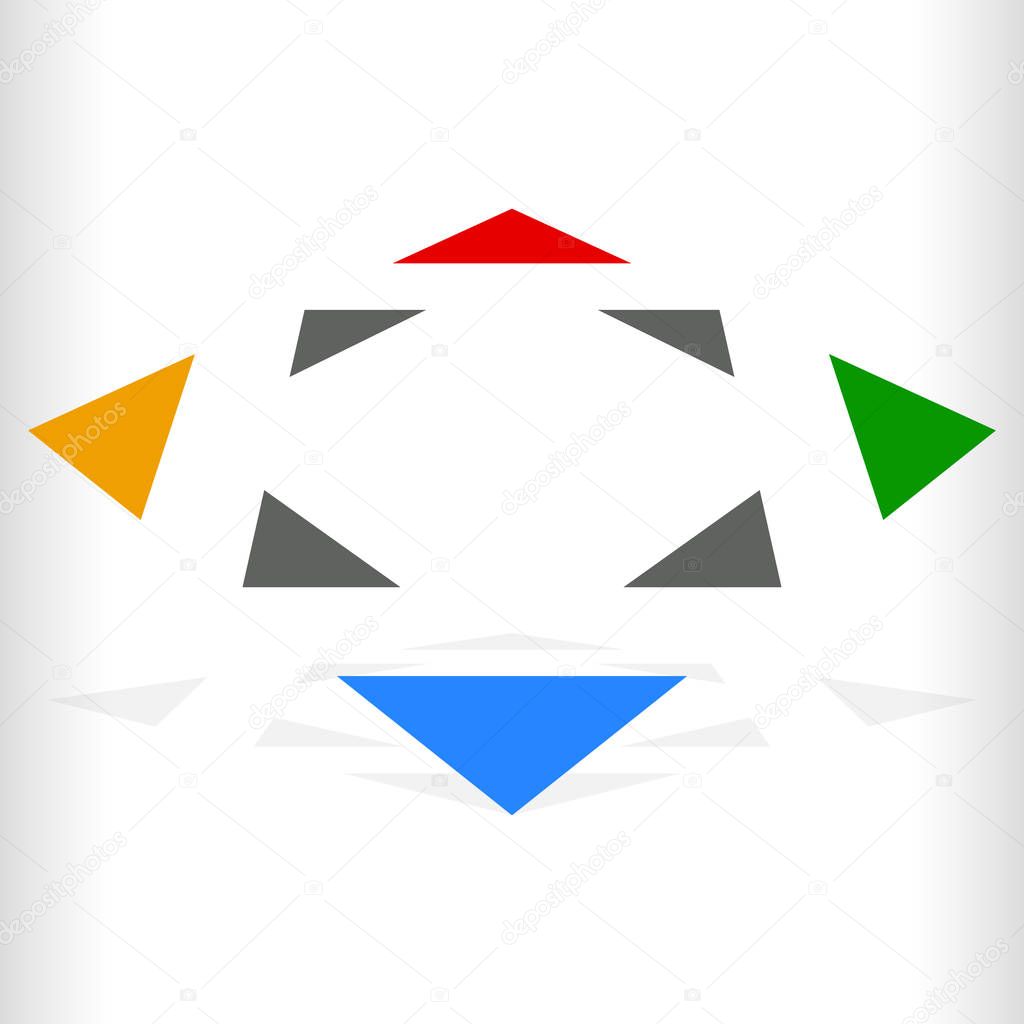 Logo for generic of navigation. Multicolor geometric icon, transportation related theme