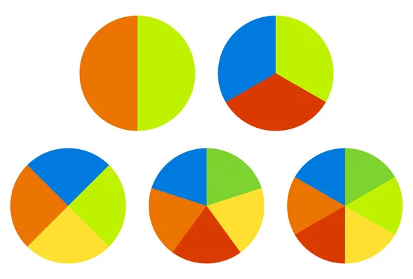 Establezca gráficos circulares. Círculos divididos . — Vector de stock