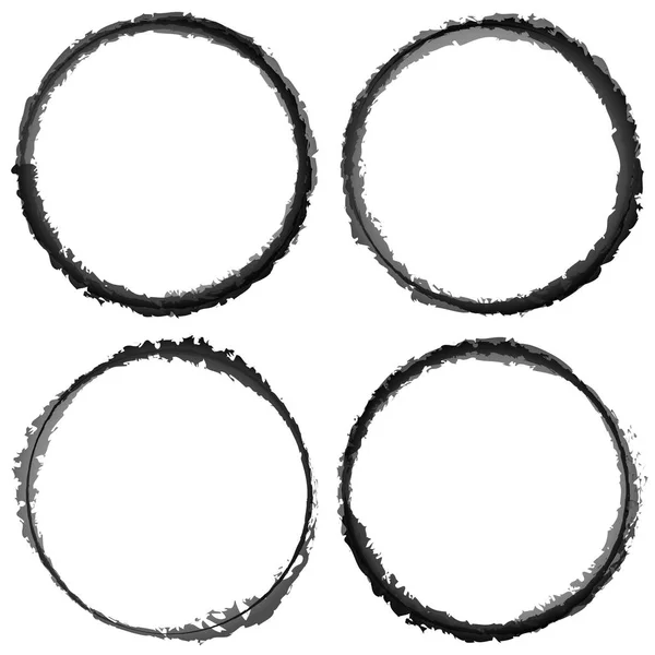 4 grungy circles with painted effect. — Stock Vector