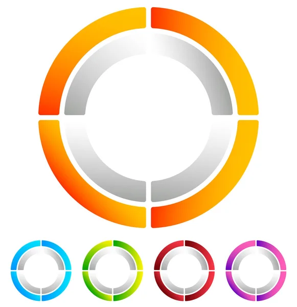 Icônes abstraites en cercle segmenté — Image vectorielle