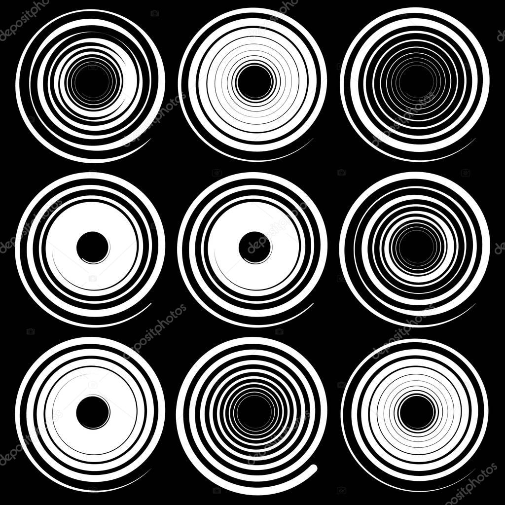 Set of spiral shapes 