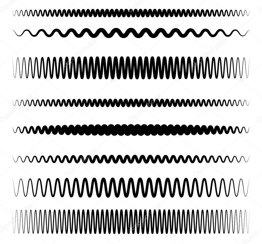 Wavy, zigzag line set 