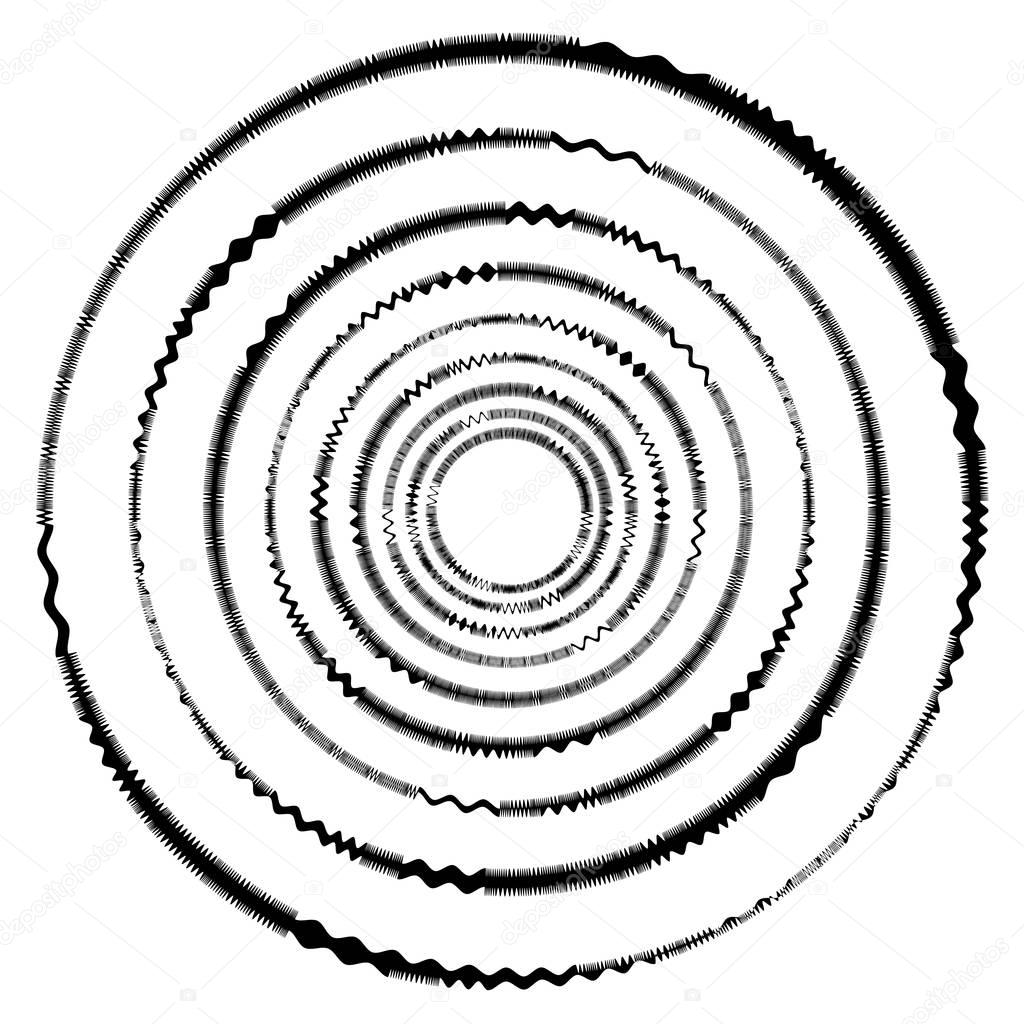 Geometric circle with distorted shapes rotating.