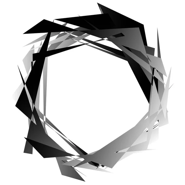 Edgy monochroom circulaire element — Stockvector