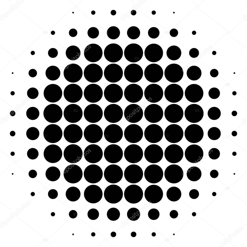 Monochrome dotted circular pattern.