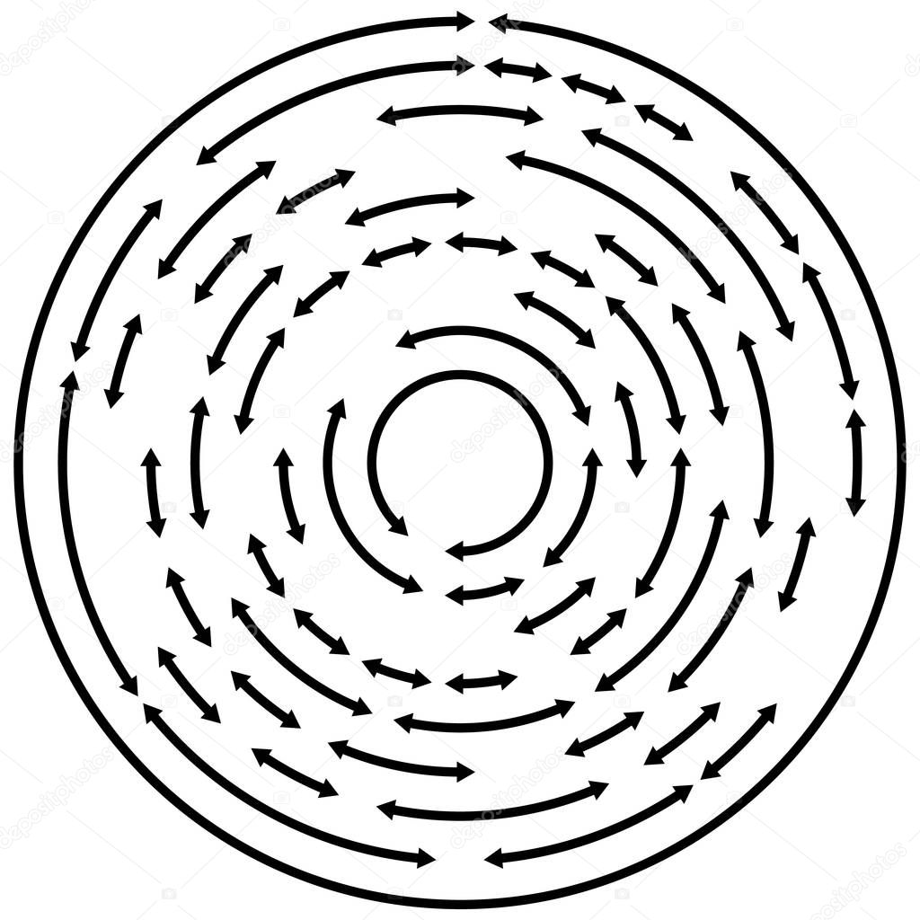 Circular concentric arrows.