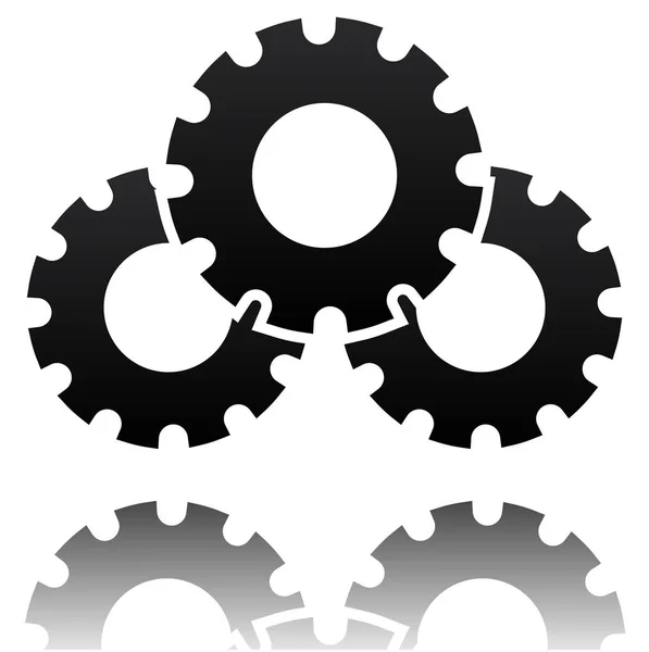 Gearwheel negro, símbolo de engranaje — Archivo Imágenes Vectoriales