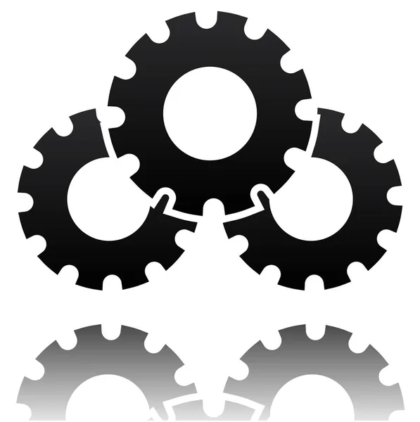 Black gearwheel, gear symbol — Stock Vector