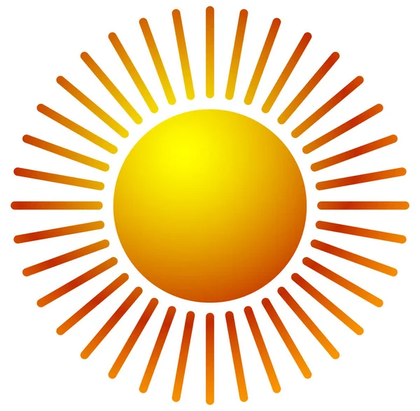 Sol clip-art com gradiente de laranja quente . — Vetor de Stock