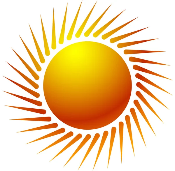 Zon-illustraties met warme oranje kleurverloop. — Stockvector