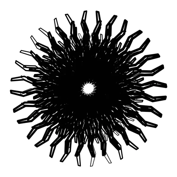 Elemento Radial Geométrico Aislado Sobre Fondo Blanco — Archivo Imágenes Vectoriales