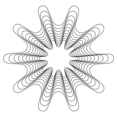 Dairesel, Radyal soyut öğe üzerinde beyaz. Şekil deformasyonu ile yayılan