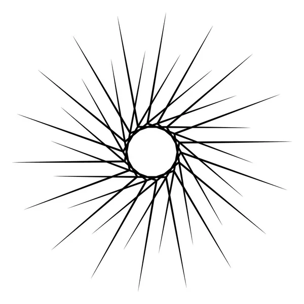 Élément Abstrait Circulaire Radial Sur Blanc Forme Rayonnante Avec Distorsion — Image vectorielle