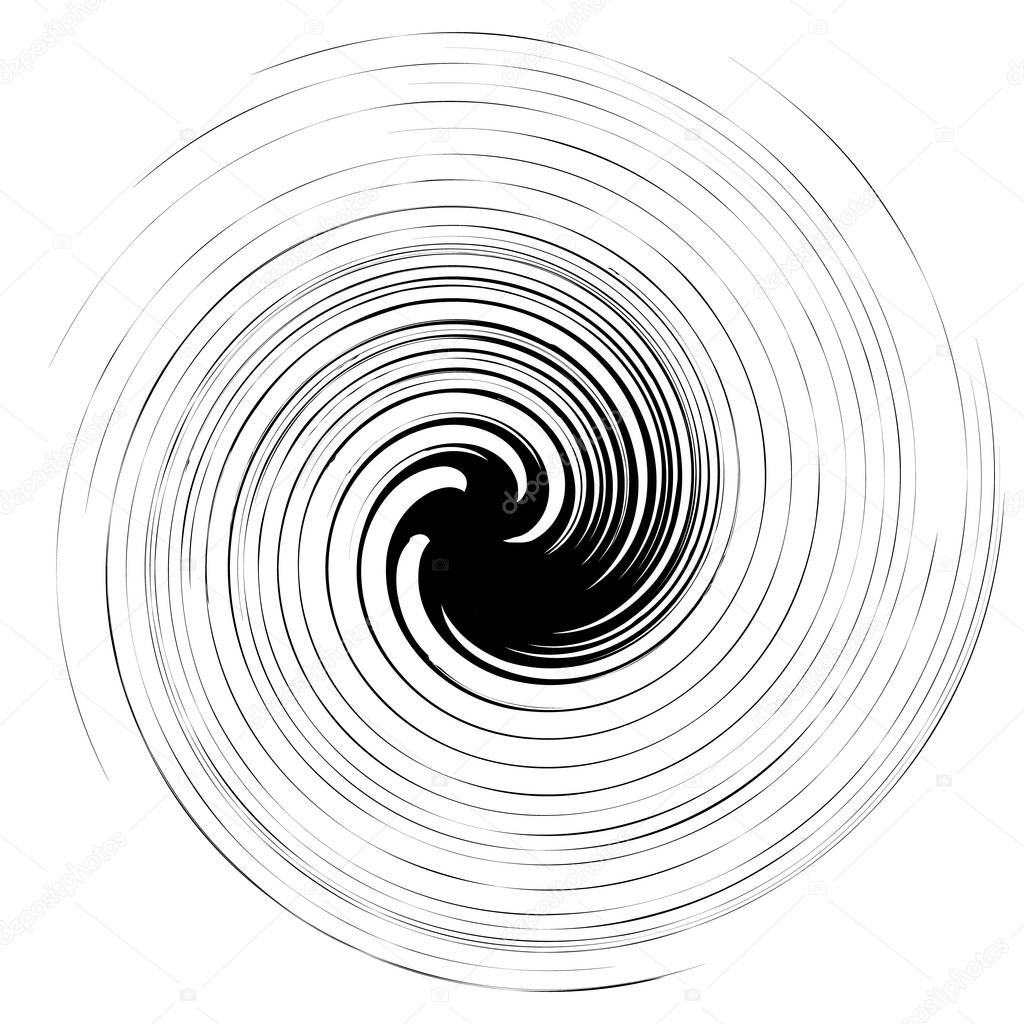 Concentric radial element. Radiating abstract geometric element