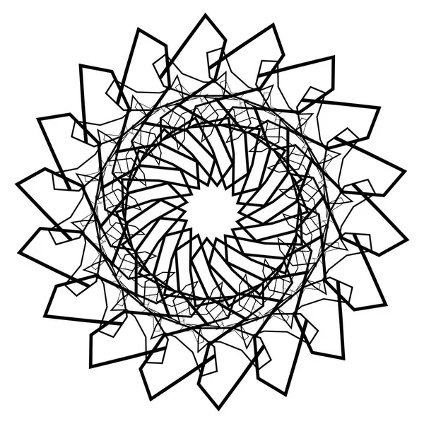 Geometrik Radyal Öğesi Soyut Konsantrik Radyal Geometrik Motif — Stok Vektör