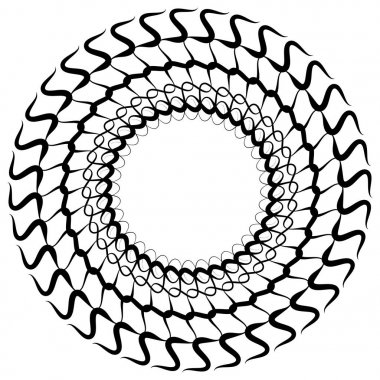 Beyaz zemin üzerine konsantrik, Radyal soyut öğe