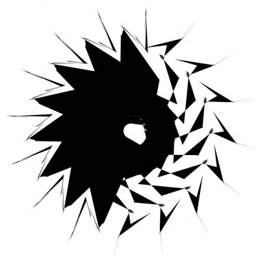 Beyaz zemin üzerine konsantrik, Radyal soyut öğe