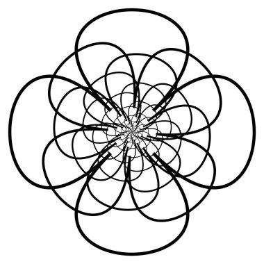 Beyaz zemin üzerine konsantrik, Radyal soyut öğe