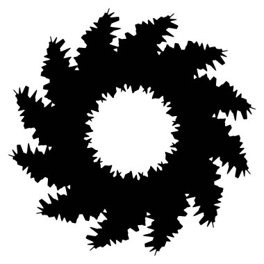 Beyaz zemin üzerine konsantrik, Radyal soyut öğe