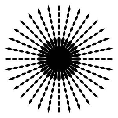 Dairesel, Radyal soyut öğe, beyaz arka plan üzerinde geometrik motif