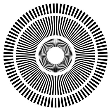 Beyaz arka plan üzerinde tek renkli geometrik Radyal öğesi