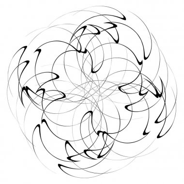 Dairesel, Radyal soyut öğe üzerinde beyaz. Şekil deformasyonu ile yayılan