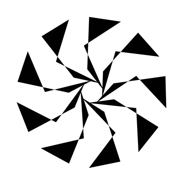 Monochrom Geometrisches Radiales Element Auf Weißem Hintergrund — Stockvektor