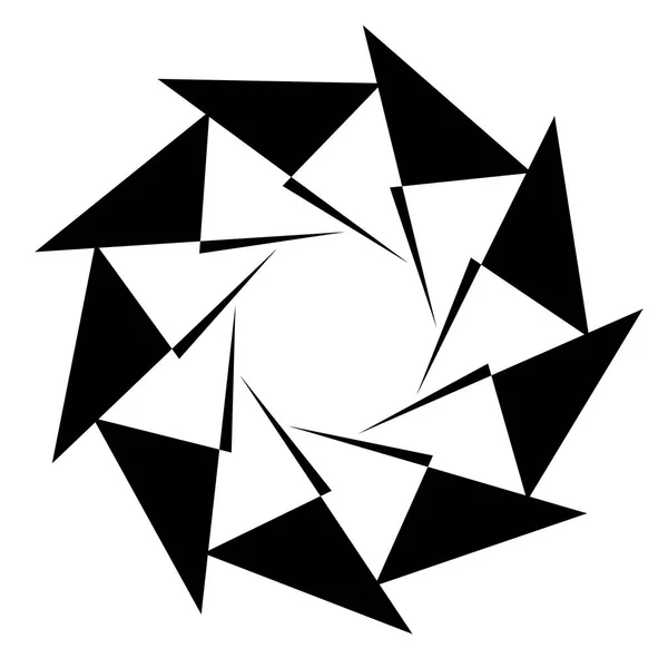 Monochrom Geometrisches Radiales Element Auf Weißem Hintergrund — Stockvektor