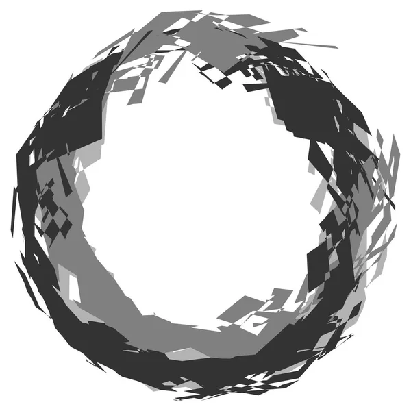 Elemento Radial Geométrico Monocromo Sobre Fondo Blanco — Vector de stock