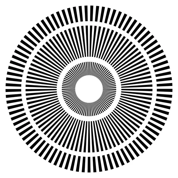 Fehér Alapon Fekete Fehér Geometriai Radiális Elem — Stock Vector