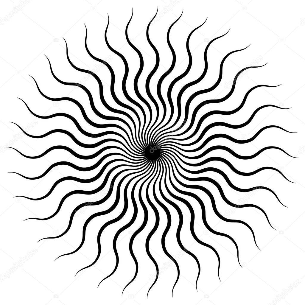 Concentric, radial abstract element on white background