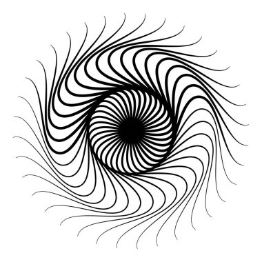 Radyal op-sanat öğesi. Beyaz, vektör çizim üzerinde soyut şekil